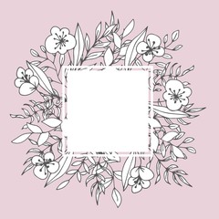 Flower square frame floristic decor greeting card