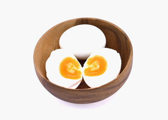 salted egg isolated on white background