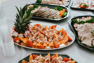 Serrano ham and melon in a cold buffet