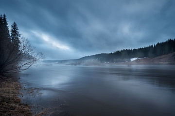 May Twilight on Koiva River near Kus'e-Alexandrovsky village. Perm region, May 2019.