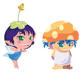 beautiful magic fairy and fungu elf characters