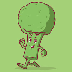 Fat vegetable character walking vector illustration. Healthy food design concept