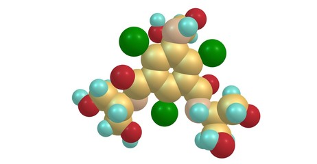 Iopamidol molecular structure isolated on white