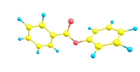 Phenyl benzoate molecular structure isolated on white