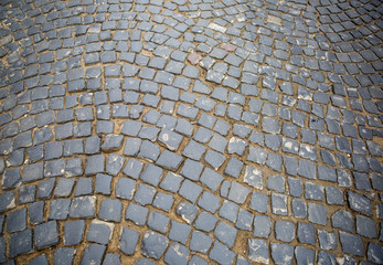 Material for sidewalk. Grey paving stone. Background.