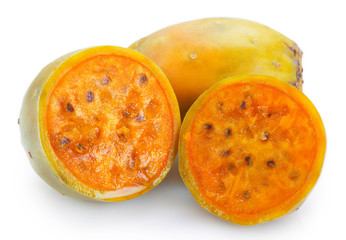 Fresh opuntia on white background. Prickly pear.