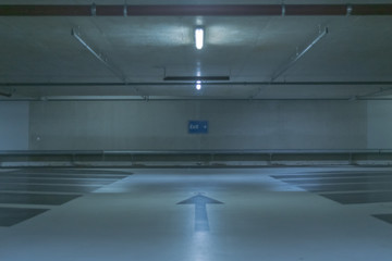 empty parking lot in blue light