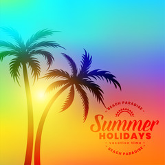 lovely colorful summer holidays background with palm trees