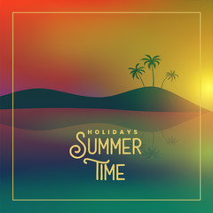Fototapeta na wymiar summer time poster with beach sunset scene