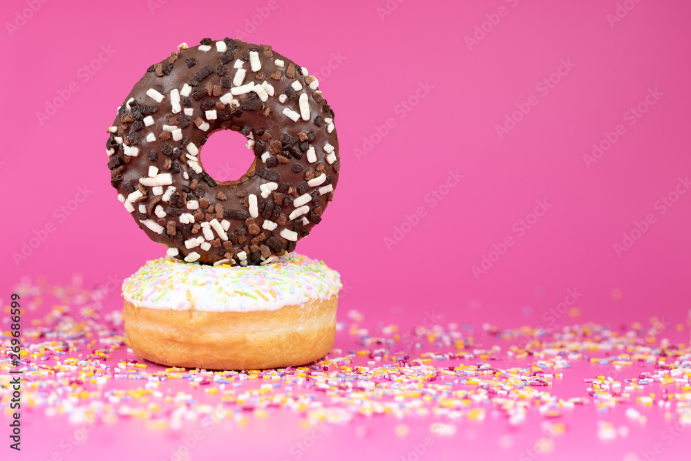 Poster doughnuts pink background