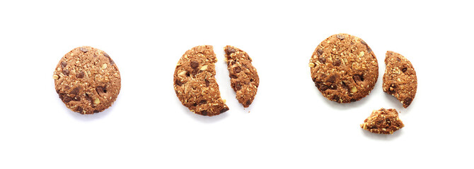 set of cereal cookie on white background