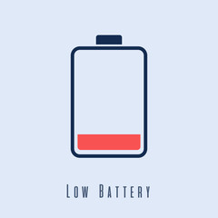 New trendy style low battery icon template, flat icon vector 