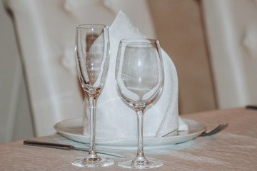 wine glasses on a table