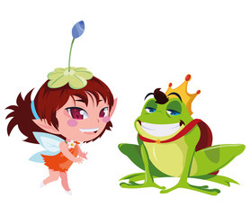 beautiful magic fairy with toad prince characters