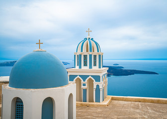 Fototapeta na wymiar Church at Santorini Island in Greece, one of the most beautiful travel destinations of the world.