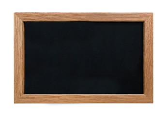 Black panelboard or chalkboard with frame isolated on white background including clipping path