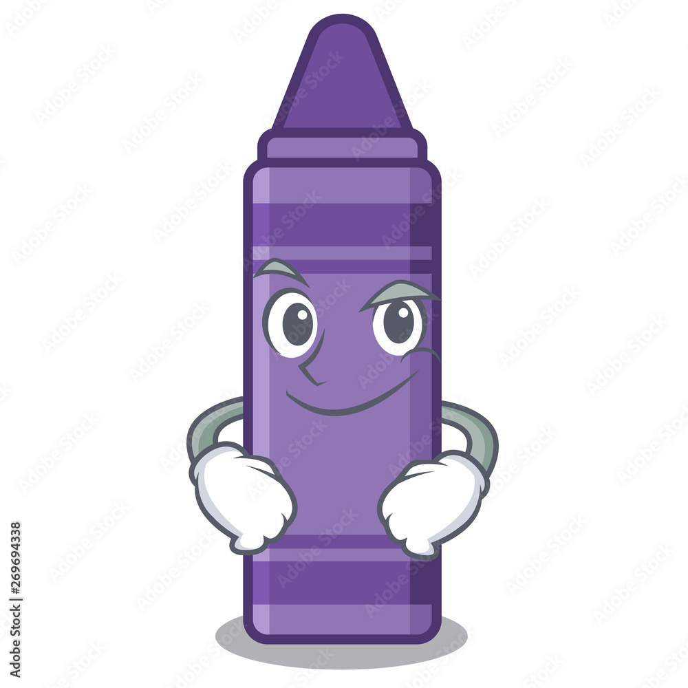 Wall mural smirking purple crayon in the cartoon shape