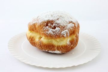 donut on plate isolated on white background