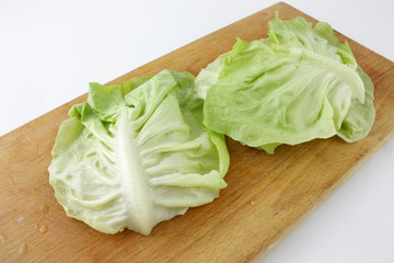 cabbage on wooden board