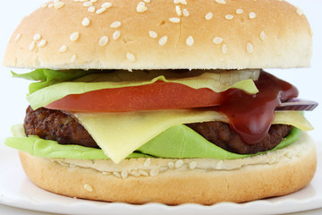 hamburger on white background