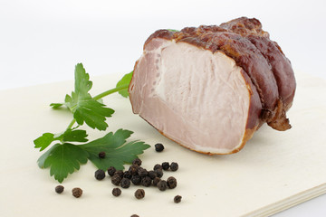 ham on wooden board