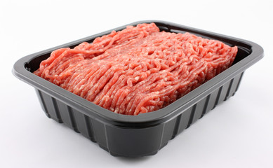 raw minced meat in box
