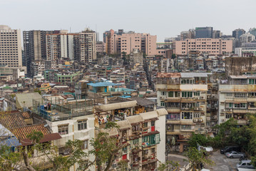 Fototapeta premium Macau, China - a Portuguese colony until 1999, Macau is one of the most overpopulated territories in the world. Here in particular it's residential architecture