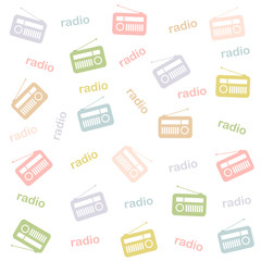 Background with colorful vintage radios