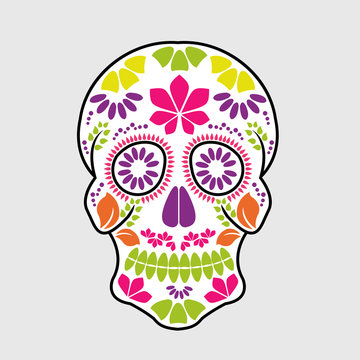 Calavera sugar skull Day of the dead floral skull