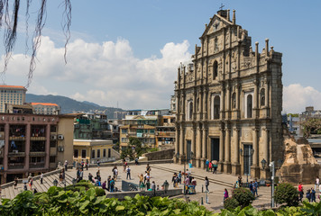 Fototapeta premium Macau, China - Portuguese colony until 1999, and a Unesco World Heritage site, Macau has many landmarks from the colonial period, like the wonderful St. Paul's ruins