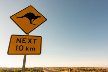  kangaroo crossing road sign