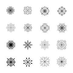 Black hand-drawn flowers on white background