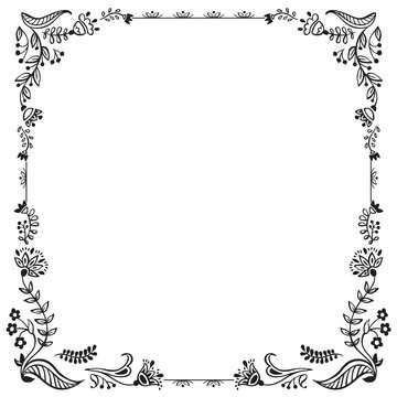 Calligraphic floral frame and page decoration. Vector illustration. Vector of decorative square element, border and frame.