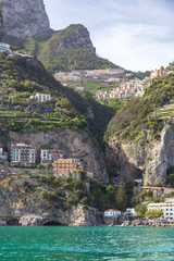 View of Amalfi Coast from a boat.