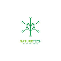 Nature Technology Line Outline Monoline Logo Design Vector