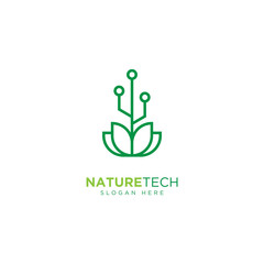 Nature Technology Line Outline Monoline Logo Design Vector