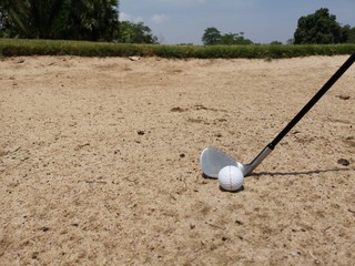 golf ball on bunker