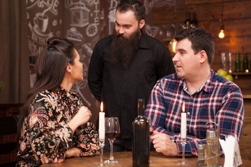 Wife receiving a present from her beloved husband.