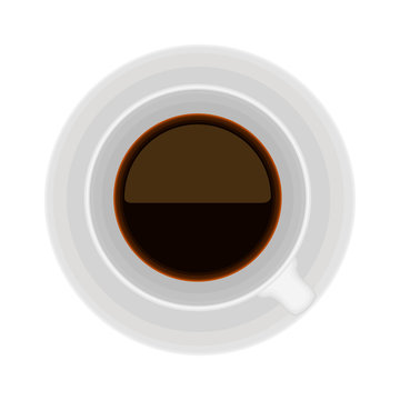 Top view of a coffee cup on white background - Vector