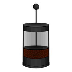 Isolated french press coffee maker image - Vector