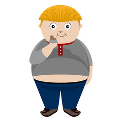 Fat boy eating a chocolate bar - Vector