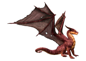 3D Rendering Fairy Tale Dragon on White