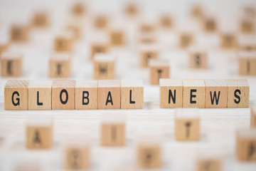global news wooden cubes background