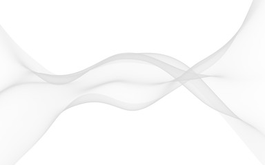 White abstract background. Fluttering white scarf. Waving on wind white fubric. 3D illustration