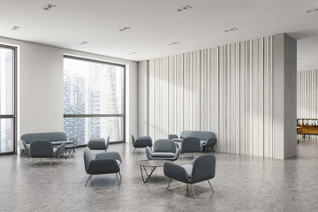 Fototapeta premium White office waiting room corner with sofas