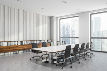 White wooden office meeting room corner