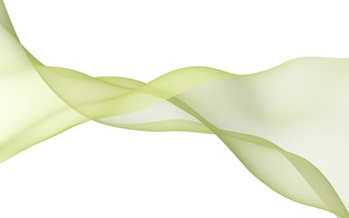 Yellow color scarf. Abstract yellow wave. Bright yellow ribbon on white background. Abstract yellow color smoke. Raster air background. 3D illustration