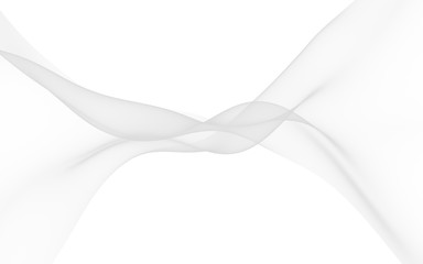 White abstract background. Fluttering white scarf. Waving on wind white fubric. 3D illustration