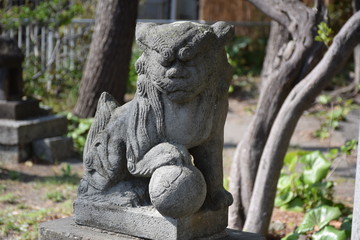 Komainu Guarding Cemetery, Kamakura, Japan
