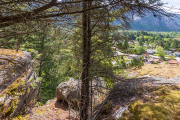 View at Mountain Trail in British Columbia, Canada. Mountains Background.